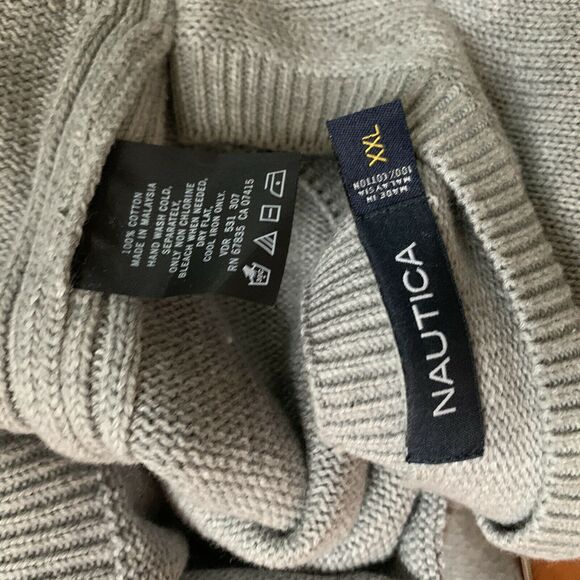 Nautica Mens Crew Neck Navtech Sweater Gray Sz 2XL Pullover Long Sleeves Cotton - Picture 6 of 6